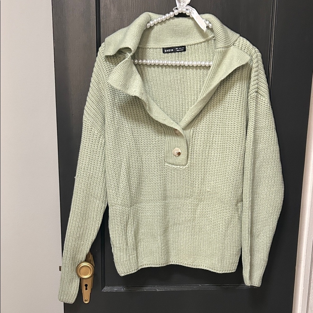 SHEIN Light Green Cowl Neck Sweater